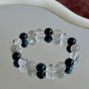 Blue Tiger Eye & Gray Moonlight Crystal Bracelet