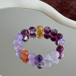 Purple Lithium Mica & Amethyst Bracelet