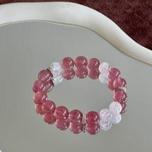 Strawberry Stone & White Crystal Bracelet