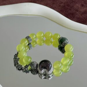 Jadeite & Green Cat's Eye Crystal Bracelet