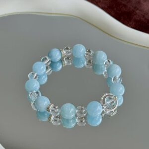Aquamarine & White Crystal Bracelet
